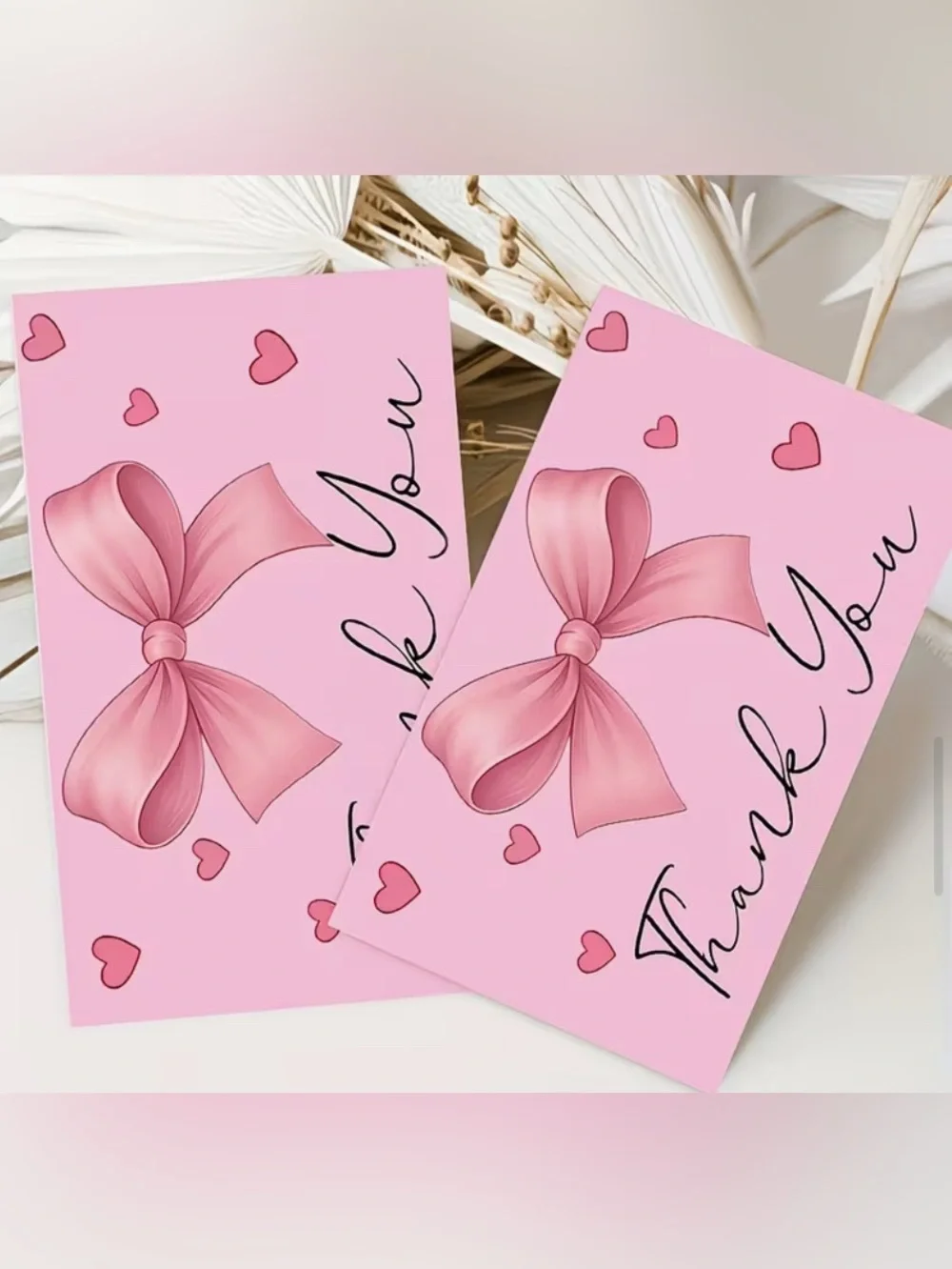 Pink Thank You Cards with Bow Accent - ( )